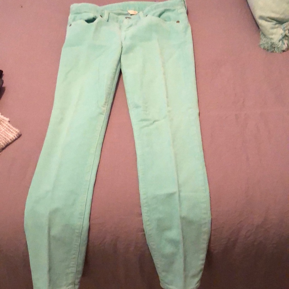 Straight leg teal cord jeans